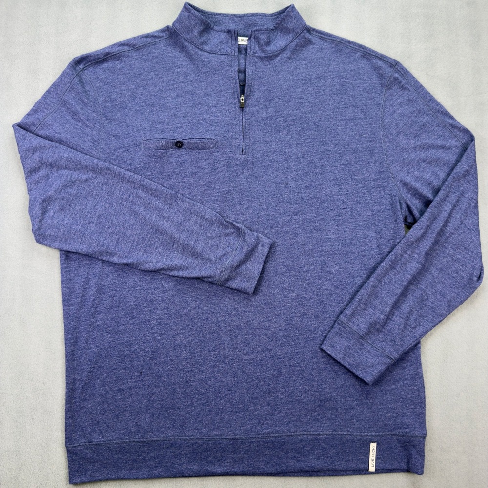 Black Clover Live‎ Lucky Mens XL Blue Heathered Quarter Zip Pullover Sweater